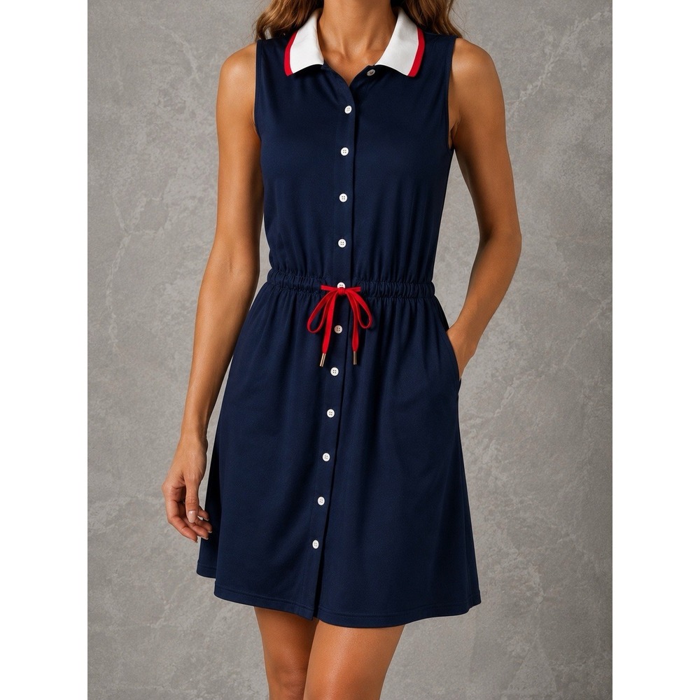 Tuckernuck Alcott Golf Dress Womens Small Navy Blue Performance Jersey